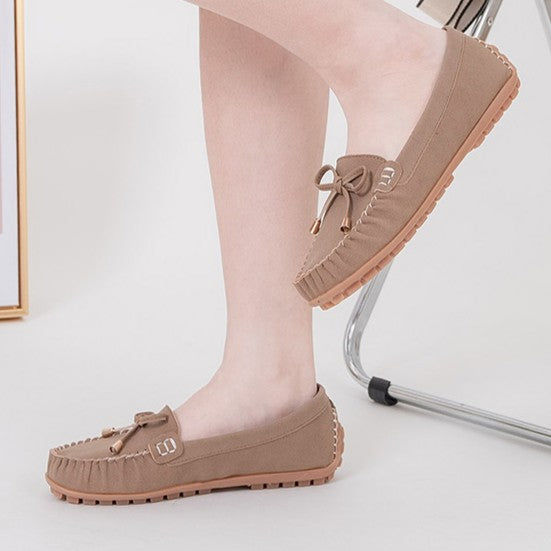 ER1276 蝴蝶結手工縫線莫卡辛平底鞋