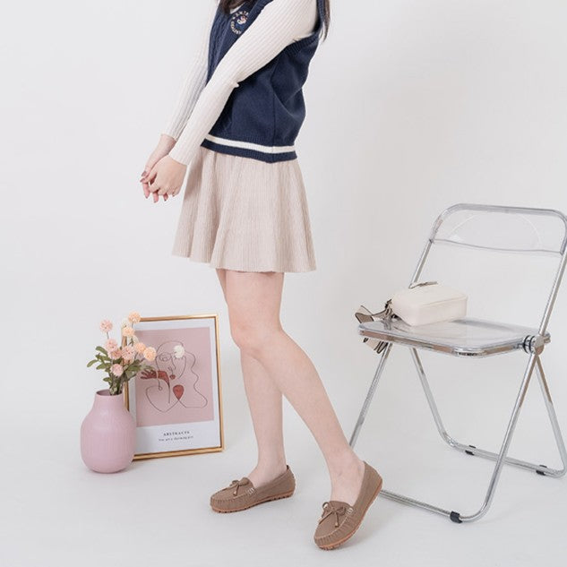 ER1276 蝴蝶結手工縫線莫卡辛平底鞋