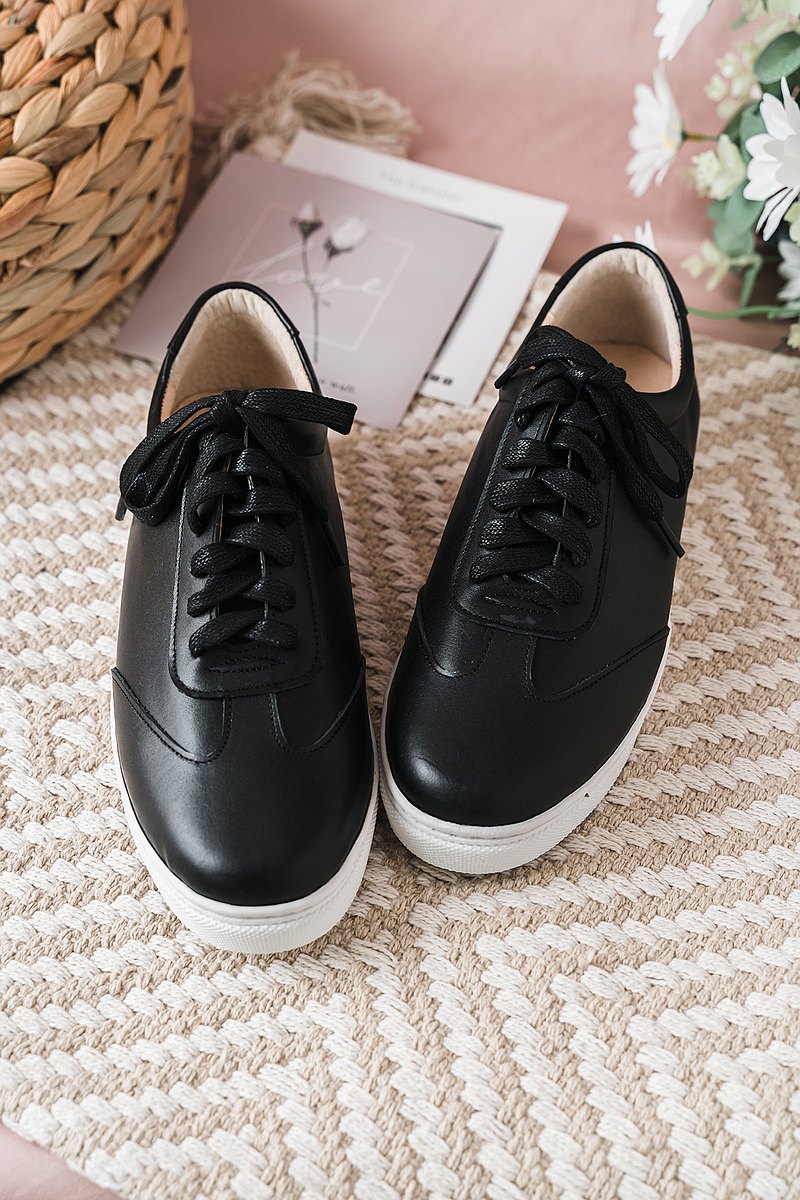 SC1016【可個人訂製】頂級超輕量防水防髒真皮德訓鞋 墨黑【女版】