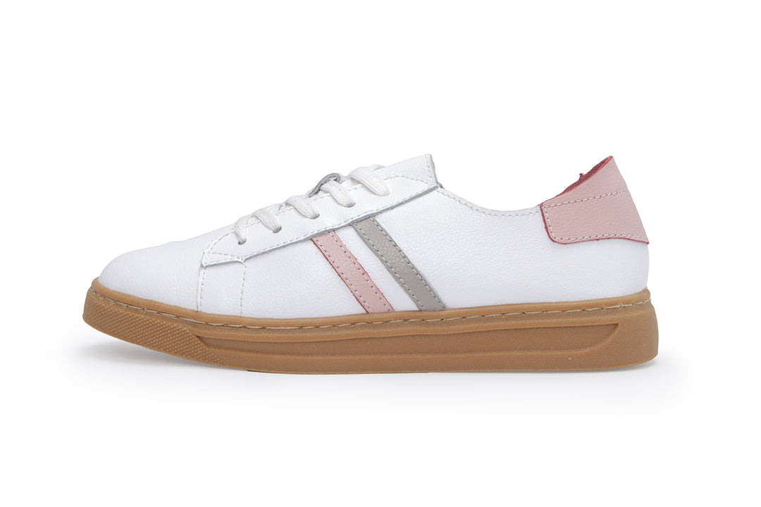 W2196 雙線拼裸色底真皮綁帶波鞋