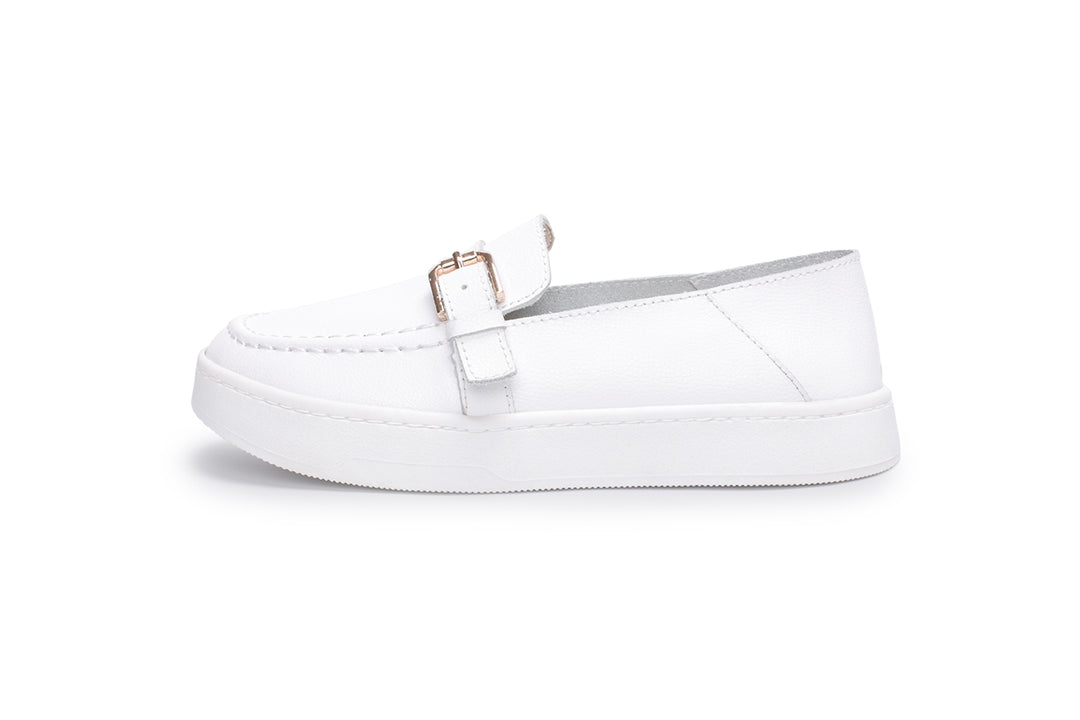 W2211 一字帶扣飾真皮懶人鞋