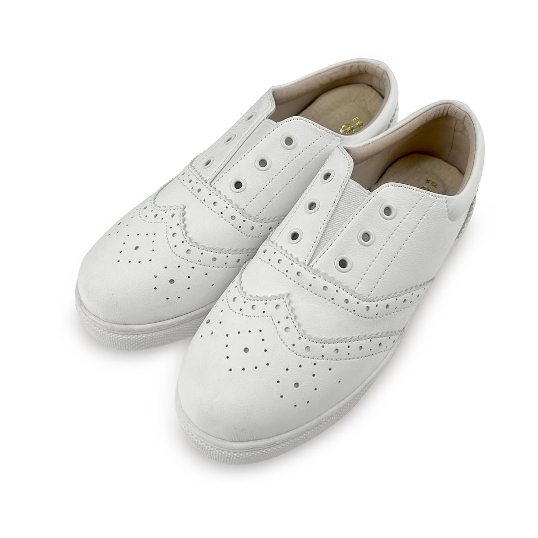 W2230 日系免綁帶牛津雕花懶人鞋【防潑水】