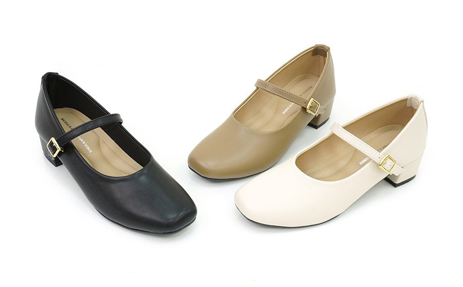 ER1215 法式優雅瑪莉珍粗跟鞋