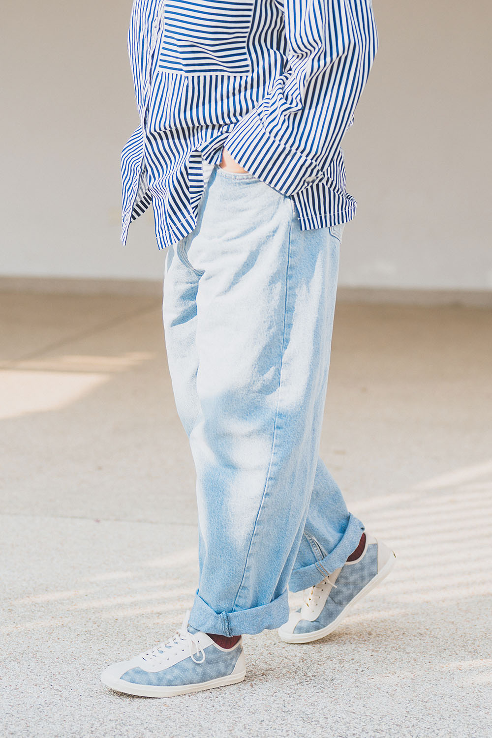 HC1191【京都手作】琉璃藍拼接波鞋