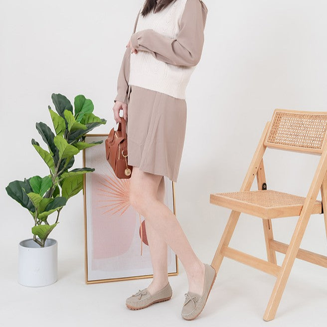 ER1276 蝴蝶結手工縫線莫卡辛平底鞋