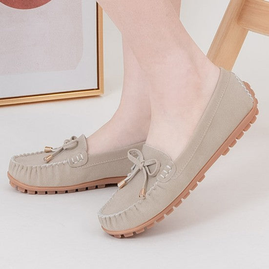ER1276 蝴蝶結手工縫線莫卡辛平底鞋