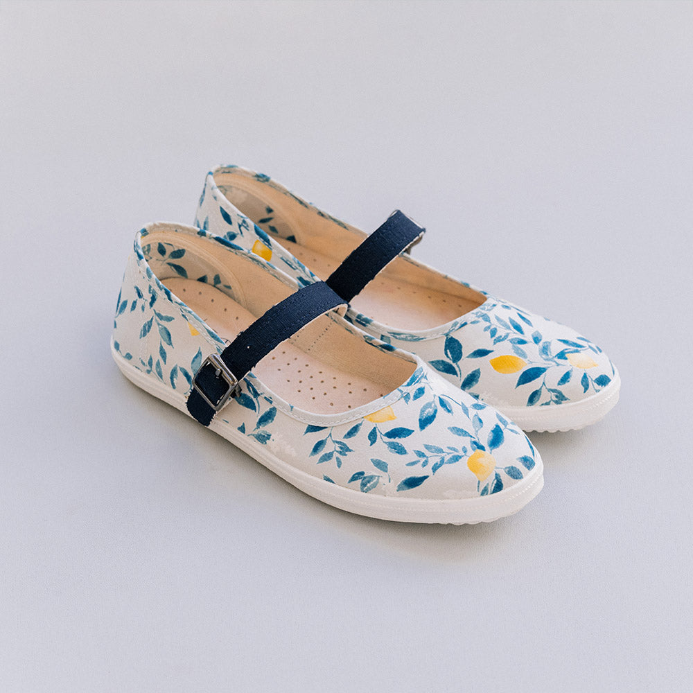 HC1194【京都手作】盛放檸檬之花瑪莉珍花布鞋【日本製限量布】