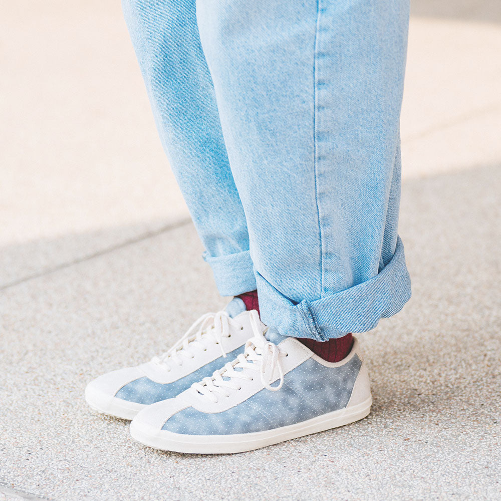 HC1191【京都手作】琉璃藍拼接波鞋