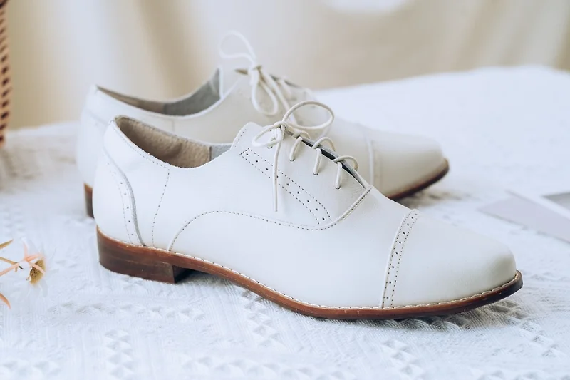 SC1017【可個人訂製】日本進口頂級羊皮經典綁帶孟克鞋_白