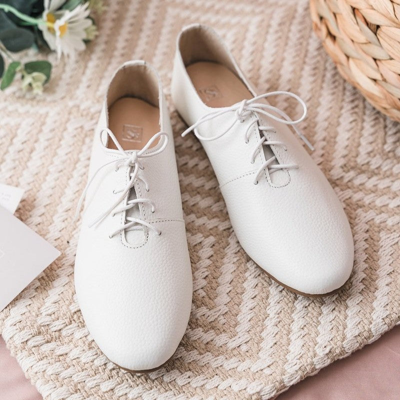 SC1021 一片式輕盈日本柔軟牛仔皮德比鞋 白