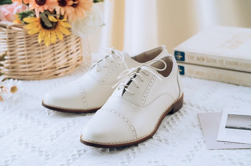 SC1017【可個人訂製】日本進口頂級羊皮經典綁帶孟克鞋_白
