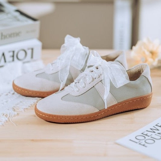 SC1024 防潑水牛皮芭蕾風德訓鞋(另附一般棉質鞋帶)【防潑水】 灰