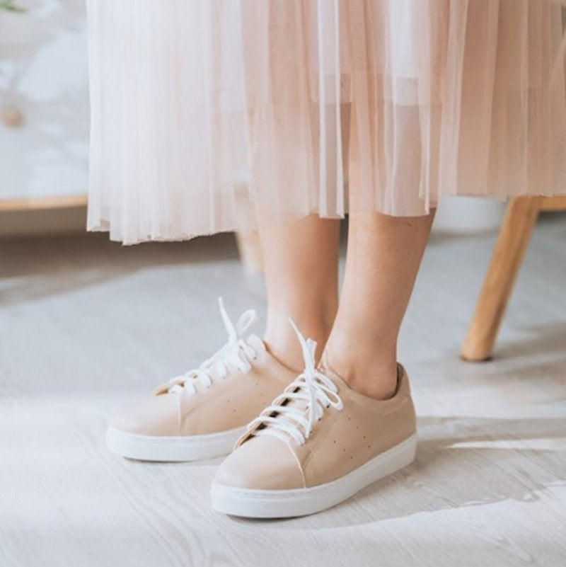 SC1023【可個人訂製】全真皮防水抗污升級版休閒鞋 奶茶