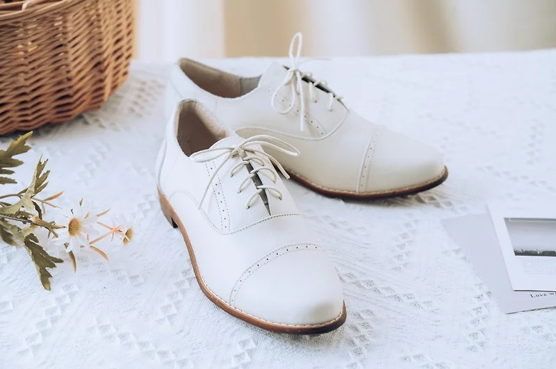 SC1017【可個人訂製】日本進口頂級羊皮經典綁帶孟克鞋_白