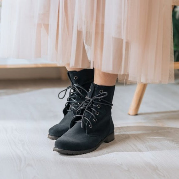 SC1022 3M防水軟麂皮晴雨兩穿綁帶短靴【生活防水】 黑