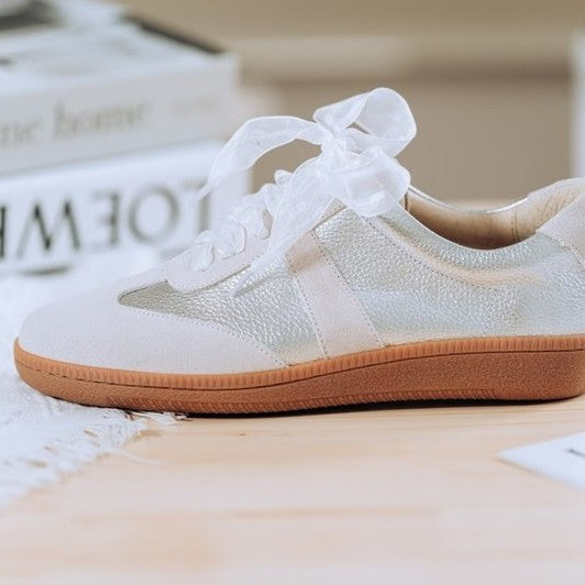 SC1024 防潑水牛皮芭蕾風德訓鞋(另附一般棉質鞋帶)【防潑水】 銀