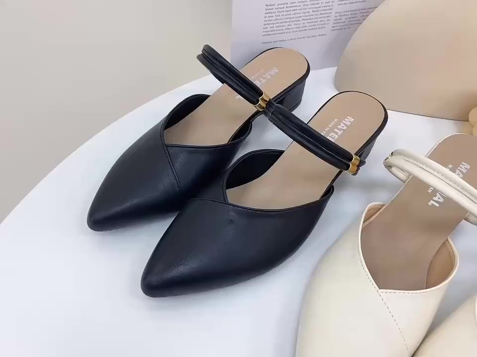 ER1182 顯瘦V切口2WAY粗跟鞋(此款版型偏小, 建議選大一碼)