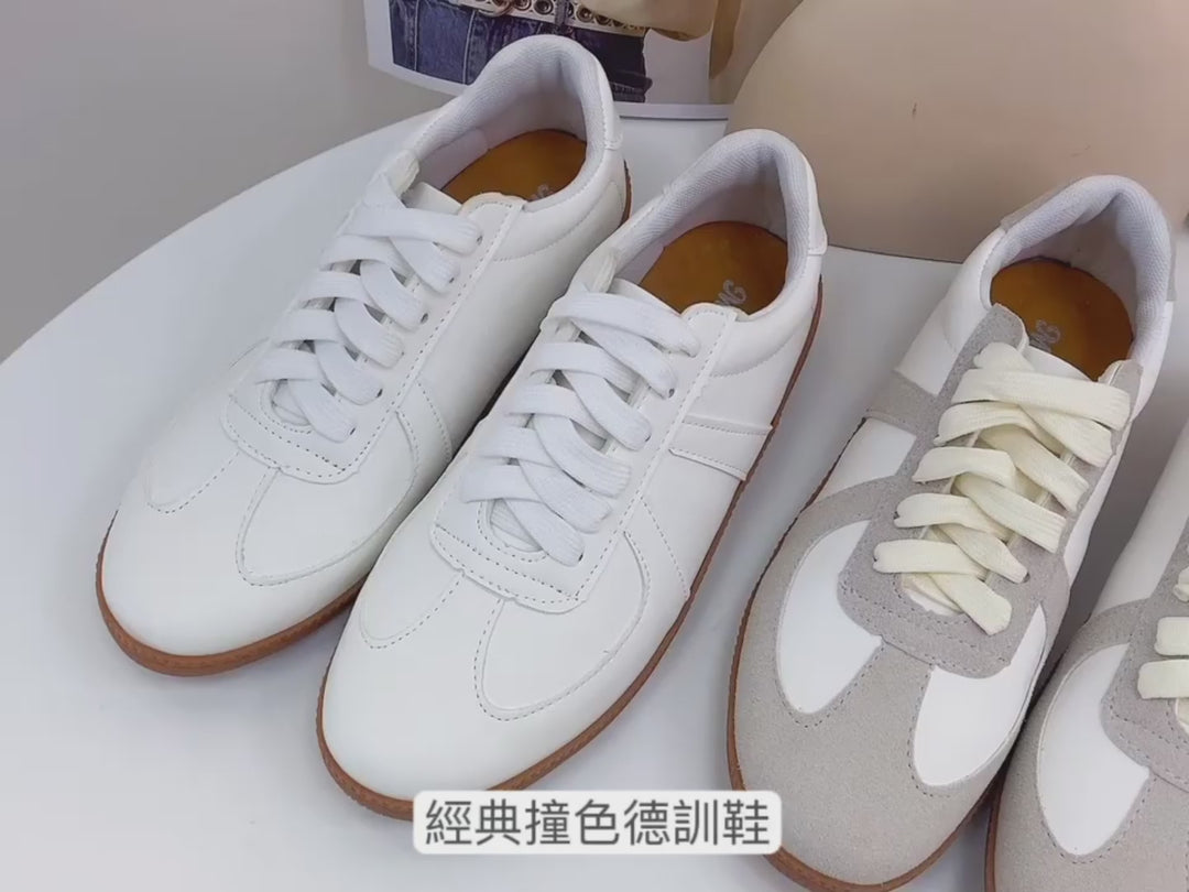 ER1277 經典綁帶奶油灰德訓鞋(此款版型偏小, 建議選大一碼)