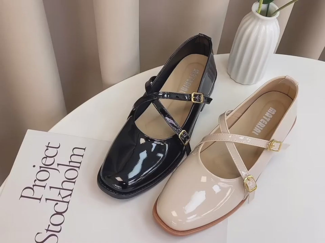 ER1261 亮面交叉帶瑪莉珍鞋(此款版型偏小, 建議選大一碼)