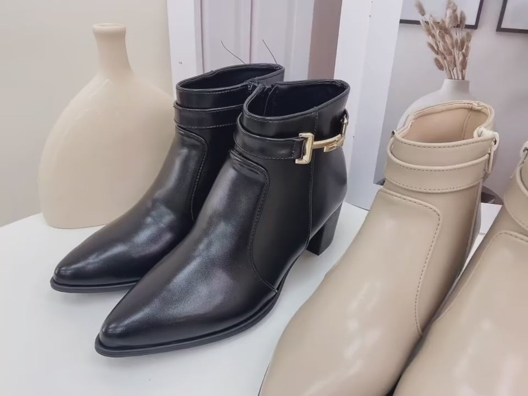 ER1289 側釦飾粗跟短靴 (此款版型偏小, 建議選大一碼)