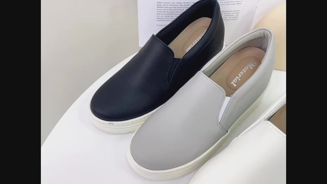 ER1219 素面圓頭內增高+3CM懶人鞋(版型偏小請選大一碼)