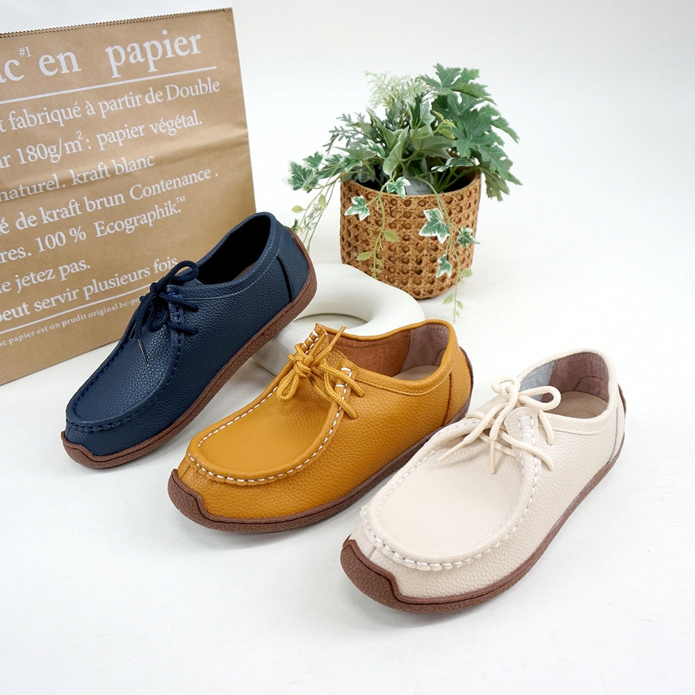 ER1164 荔枝皮拼原色鞋底綁帶袋鼠鞋-