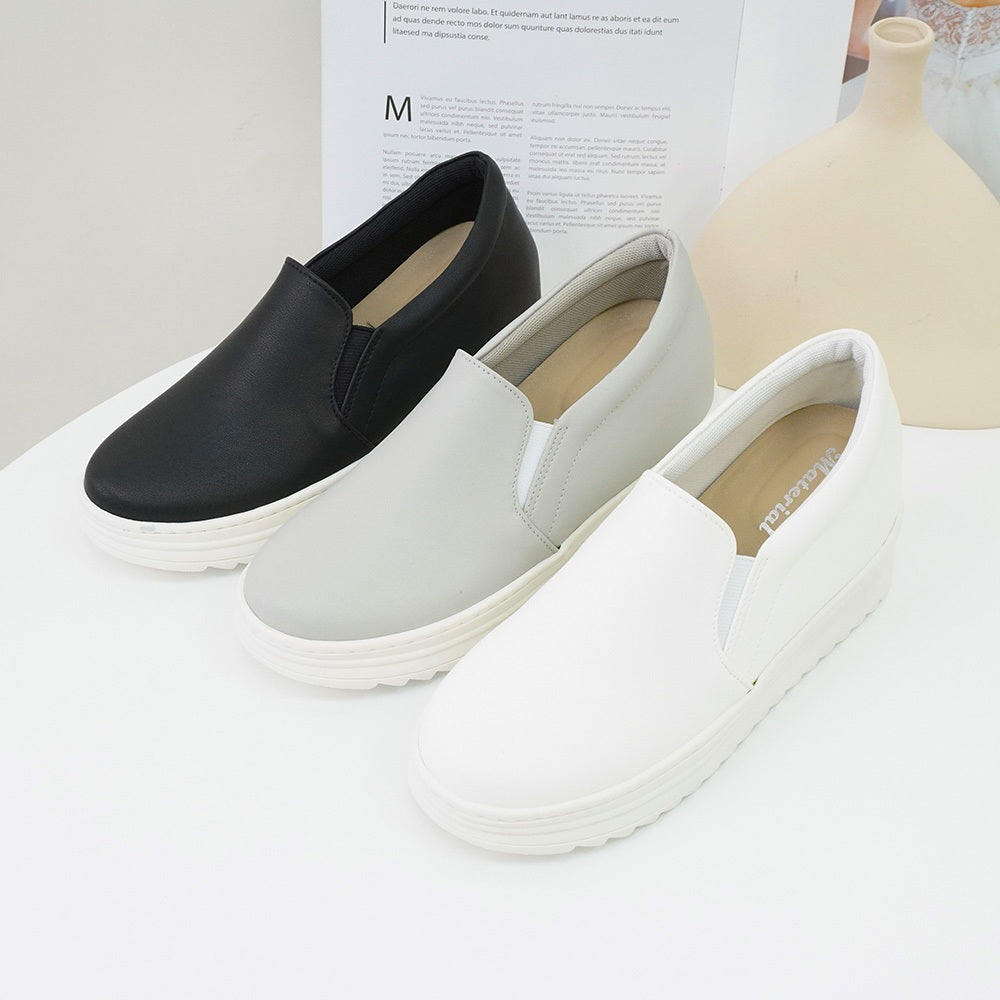 ER1219 素面圓頭內增高+3CM懶人鞋(版型偏小請選大一碼)