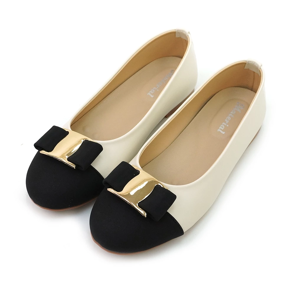 ER1257 釦飾蝴蝶結圓頭平底鞋 (此款版型偏小, 建議選大一碼)