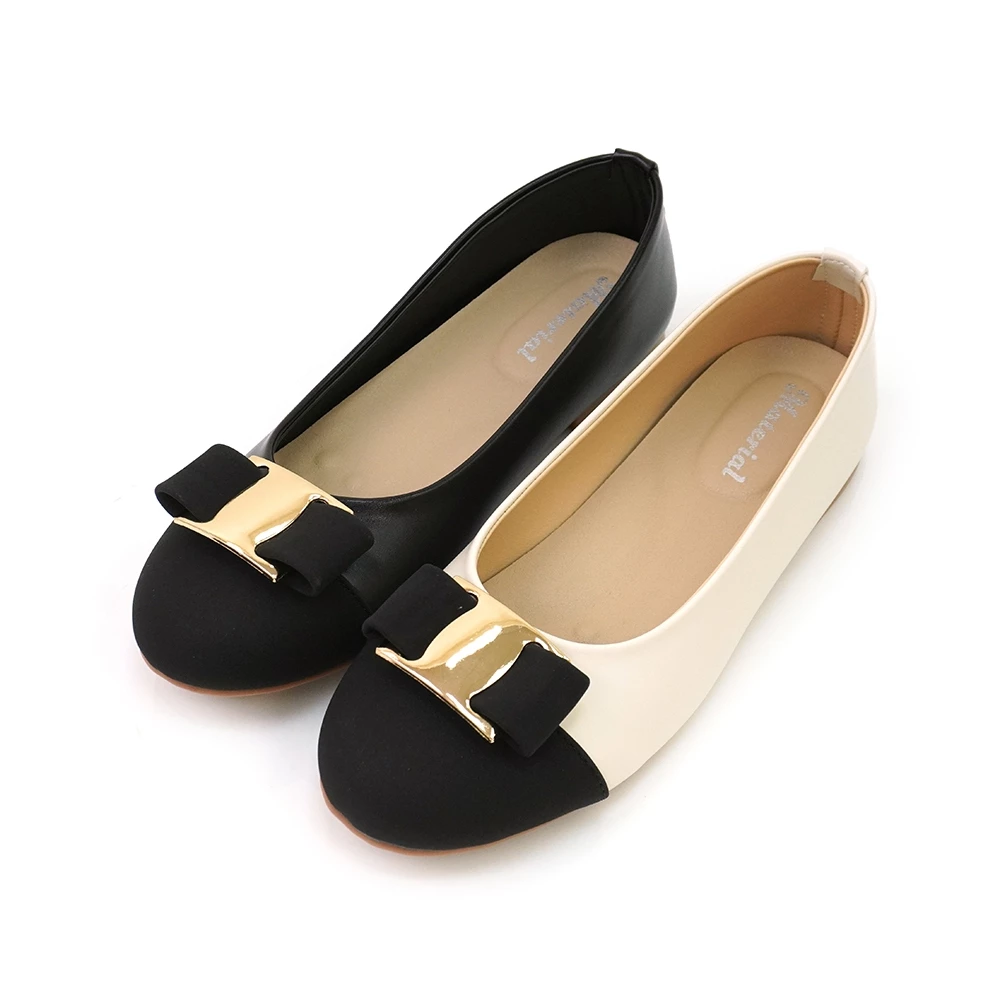 ER1257 釦飾蝴蝶結圓頭平底鞋 (此款版型偏小, 建議選大一碼)