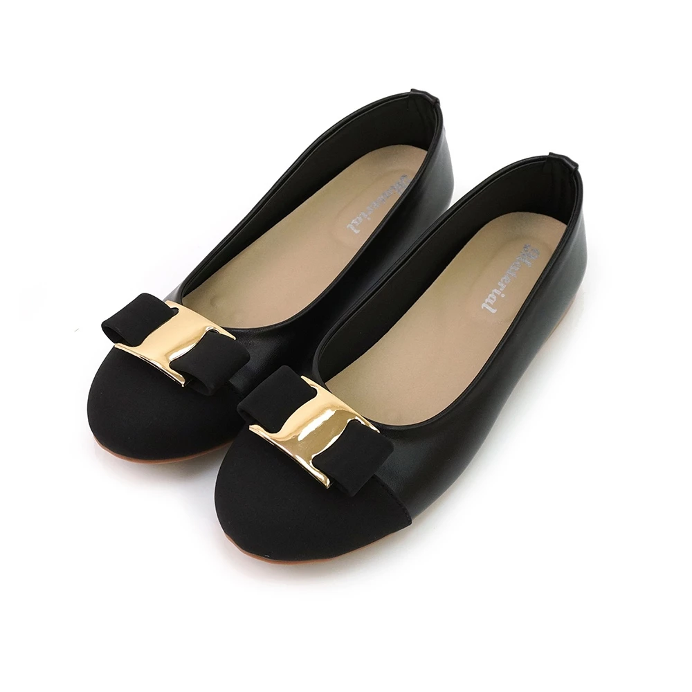 ER1257 釦飾蝴蝶結圓頭平底鞋 (此款版型偏小, 建議選大一碼)