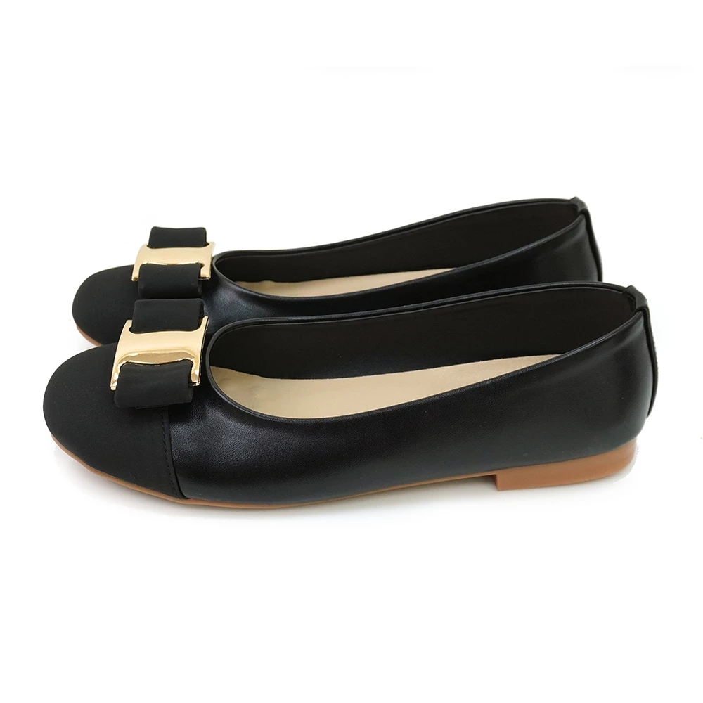 ER1257 釦飾蝴蝶結圓頭平底鞋 (此款版型偏小, 建議選大一碼)