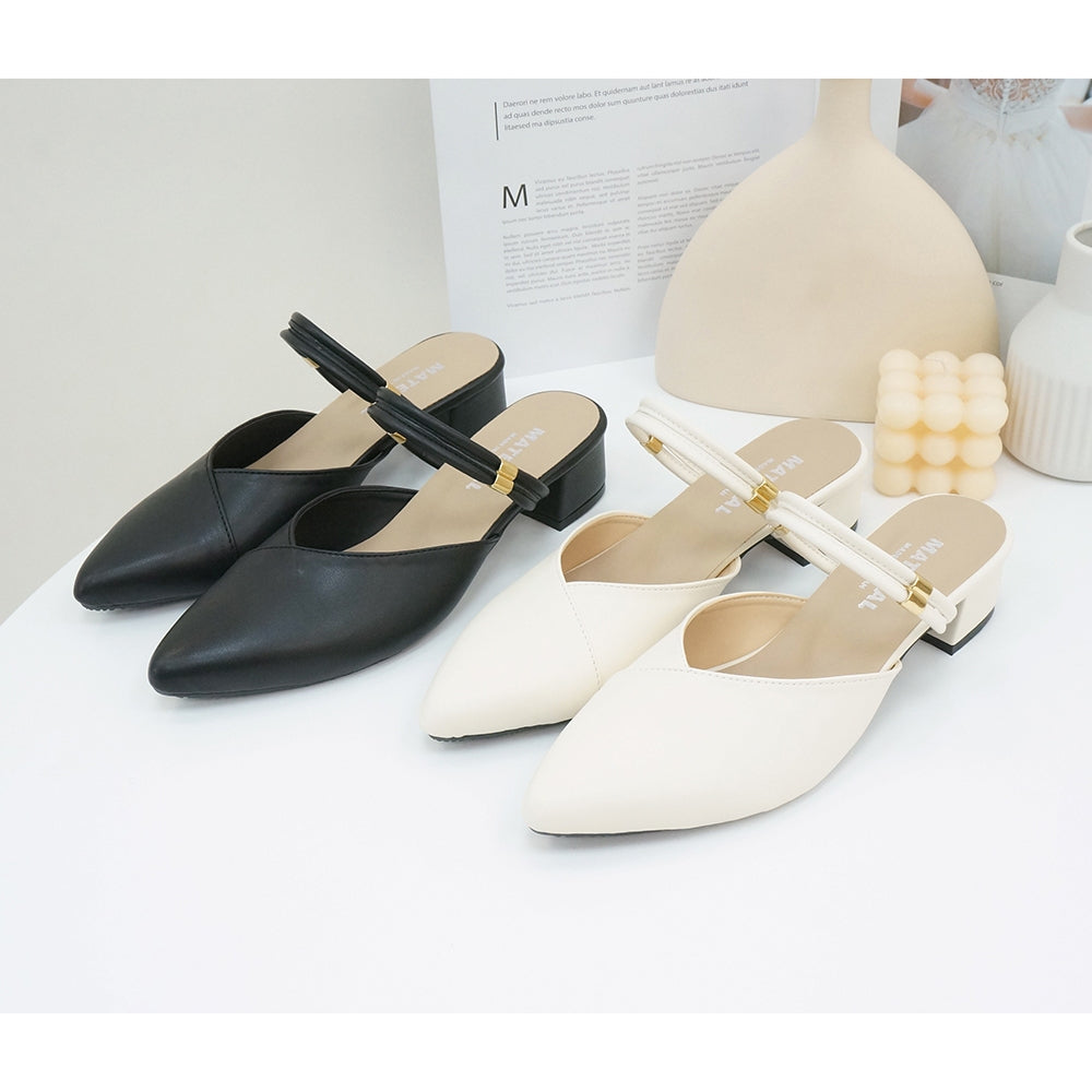 ER1182 顯瘦V切口2WAY粗跟鞋(此款版型偏小, 建議選大一碼)