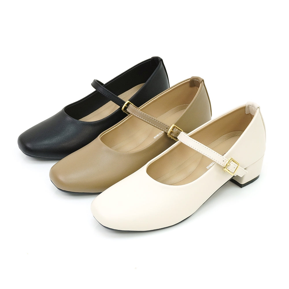 ER1215 法式優雅瑪莉珍粗跟鞋