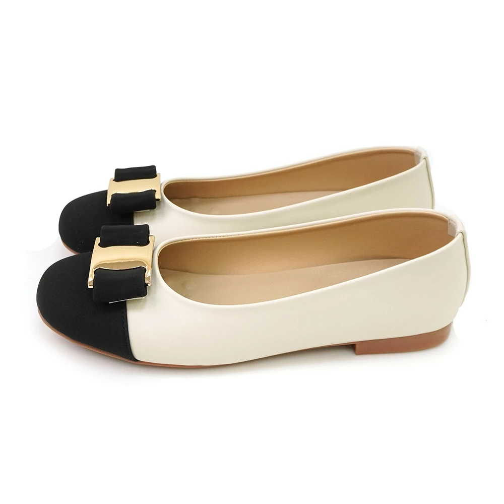 ER1257 釦飾蝴蝶結圓頭平底鞋 (此款版型偏小, 建議選大一碼)