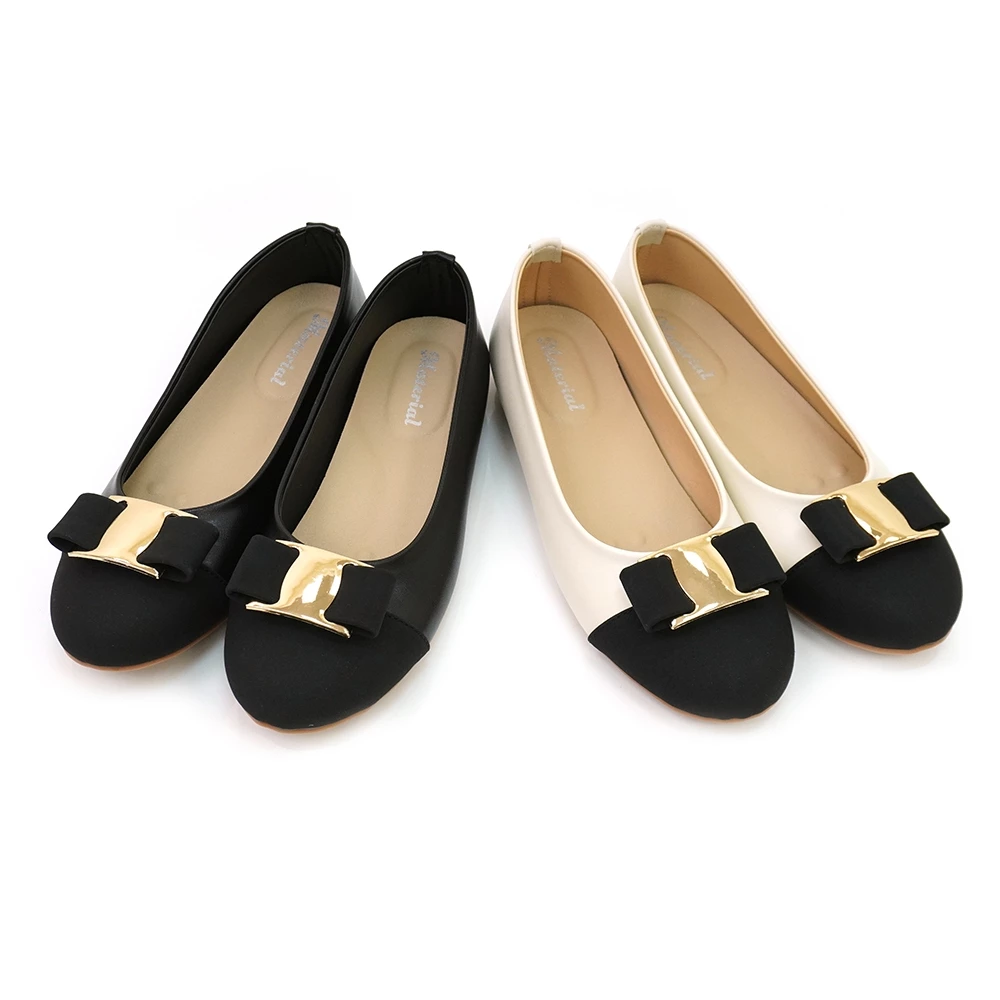 ER1257 釦飾蝴蝶結圓頭平底鞋 (此款版型偏小, 建議選大一碼)