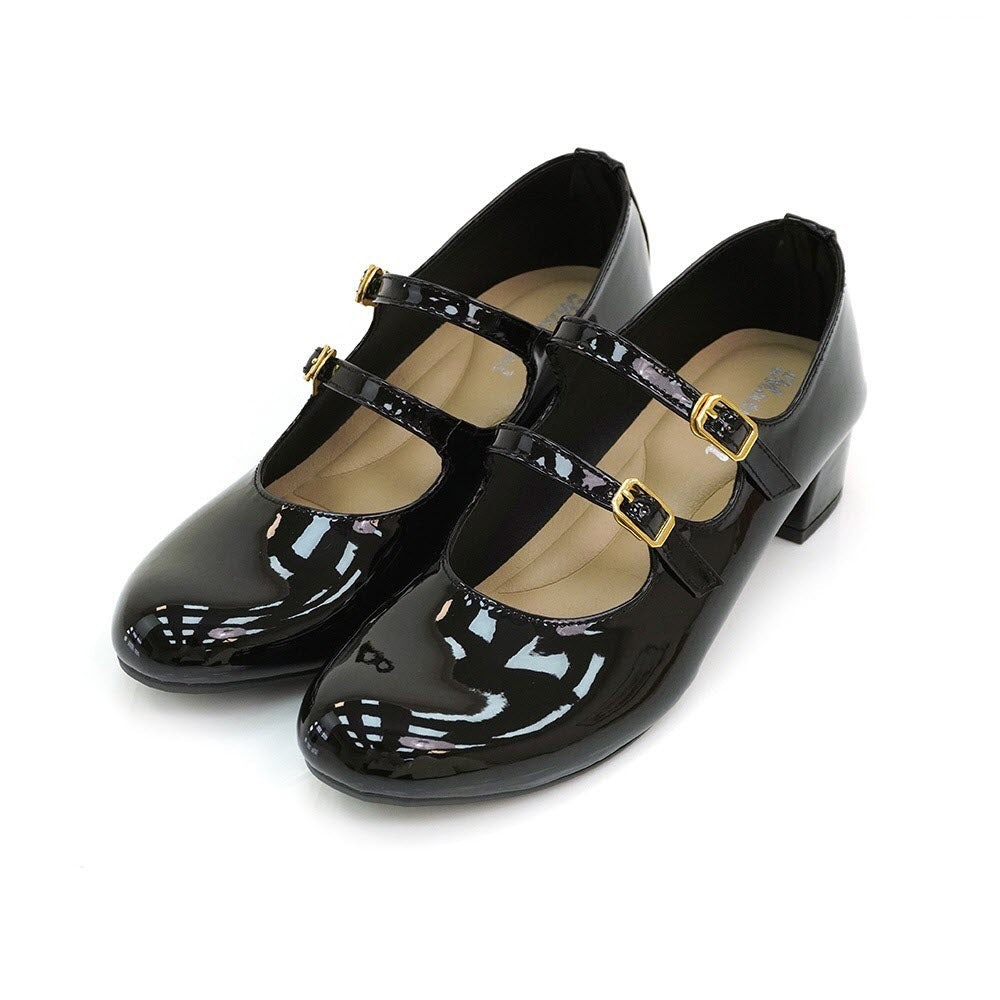 ER1271 亮面皮雙帶瑪莉珍粗跟鞋(此款版型偏小, 建議選大一碼)