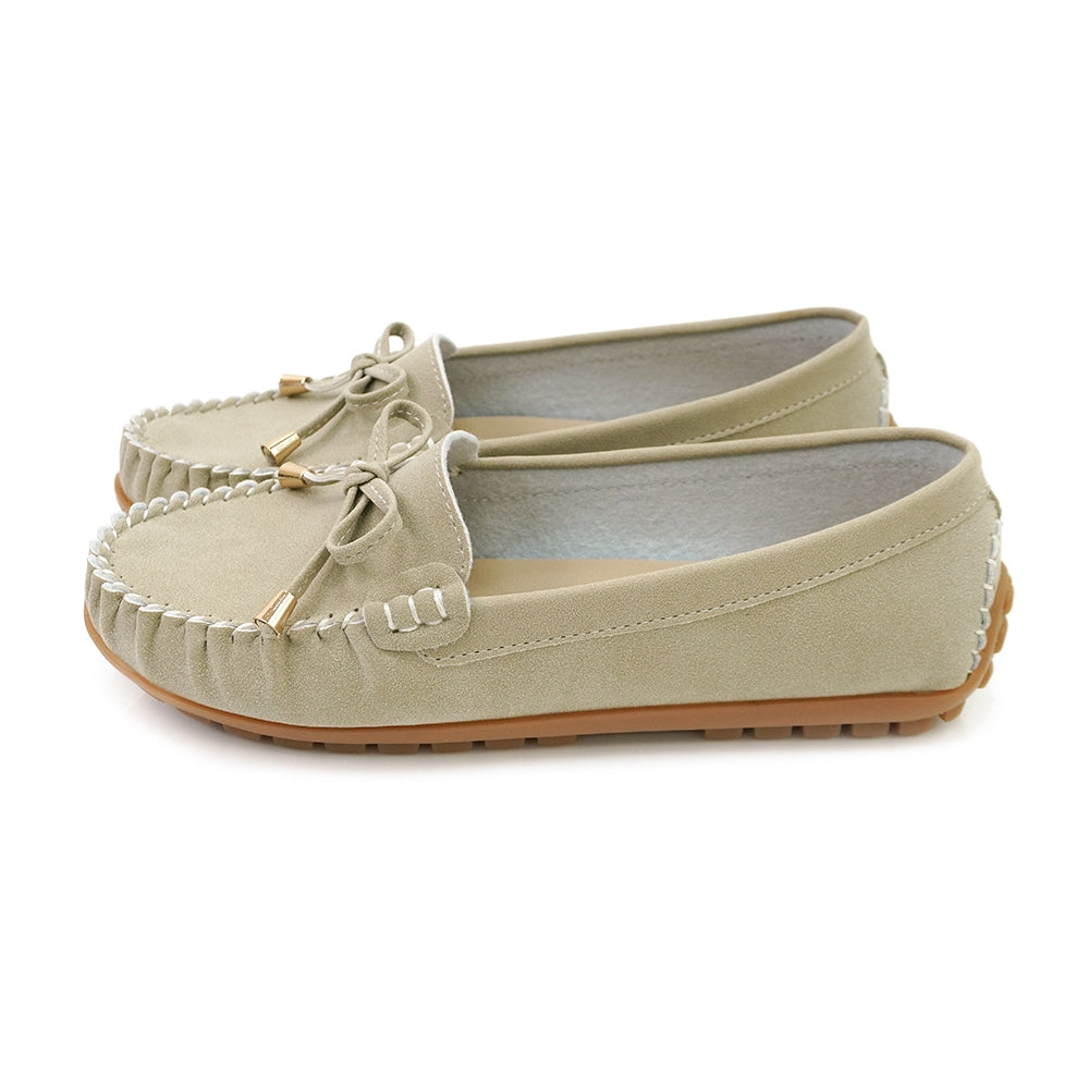 ER1276 蝴蝶結手工縫線莫卡辛平底鞋