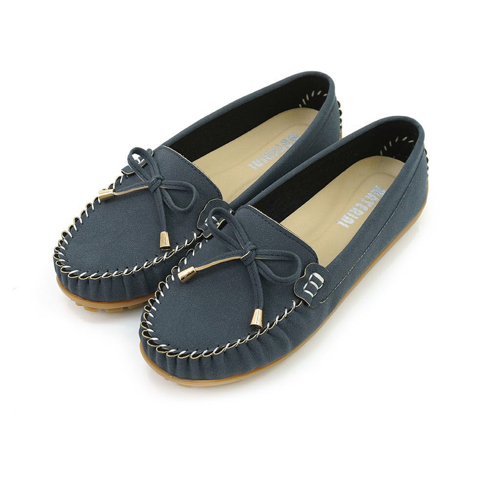 ER1276 蝴蝶結手工縫線莫卡辛平底鞋