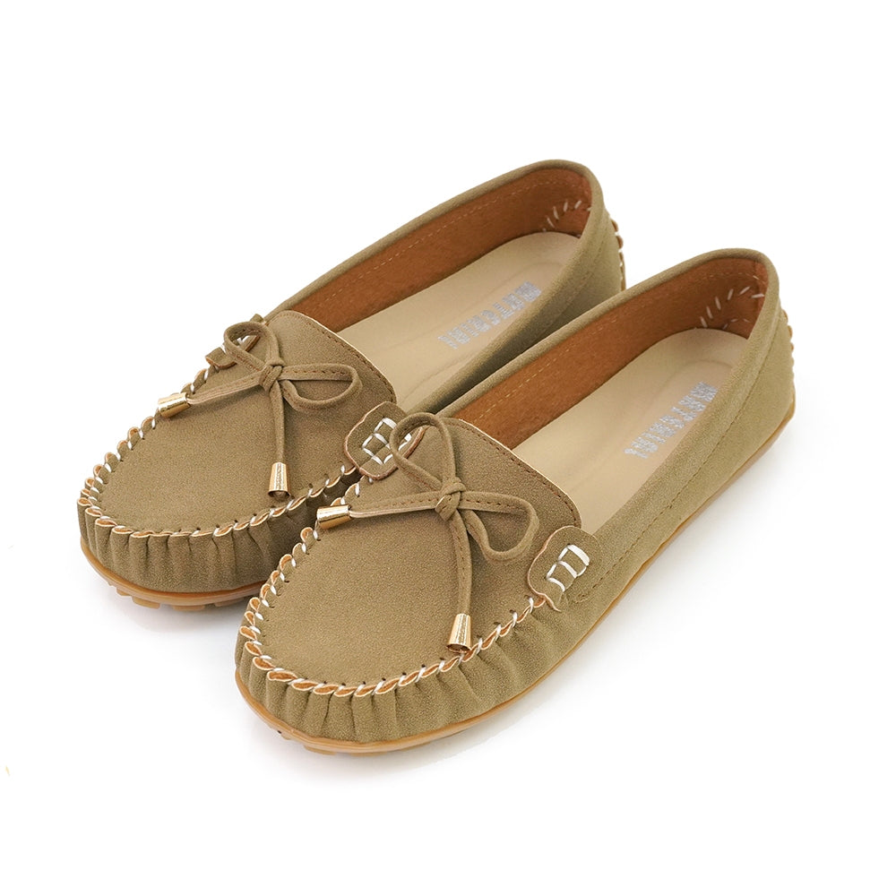 ER1276 蝴蝶結手工縫線莫卡辛平底鞋