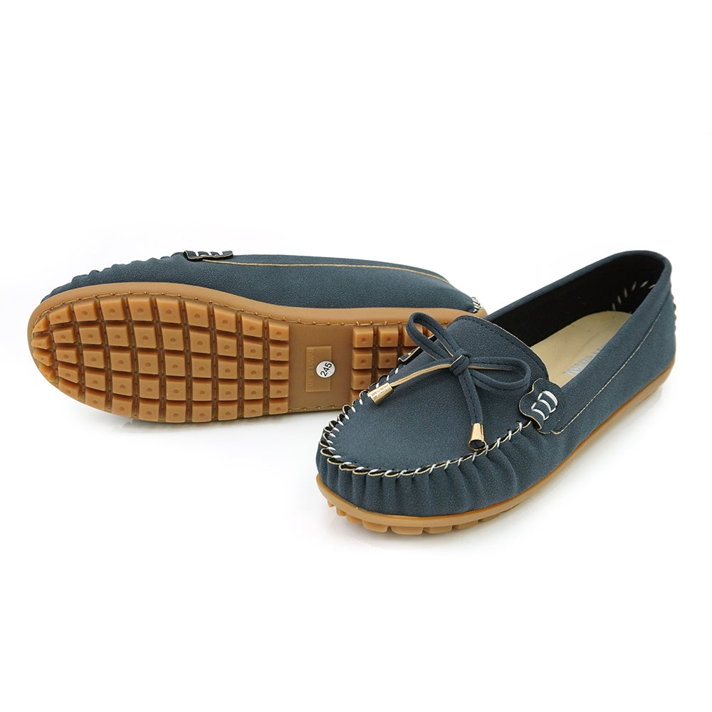 ER1276 蝴蝶結手工縫線莫卡辛平底鞋