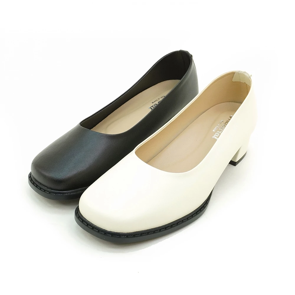 ER1291 微方頭素面粗跟鞋(此款版型偏小, 建議選大一碼)