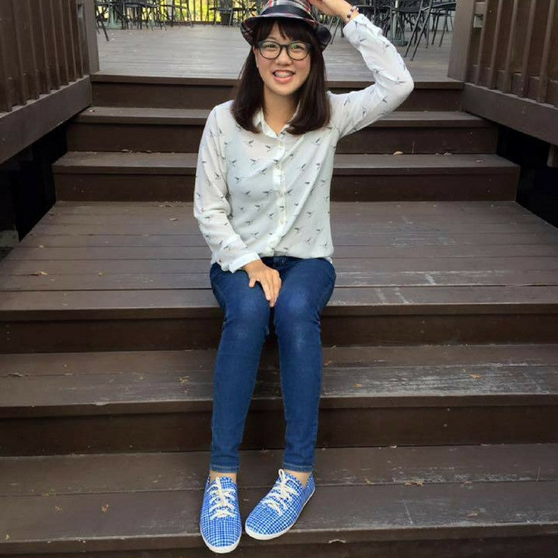 【零碼特價】HC1023 【京都手作】京都手繪線條藍小格【日本製限量布】