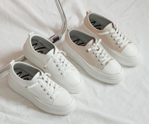 TU1186 拼接免綁帶超纖皮透氣防水小白鞋【防潑水】(版型偏小建議選大一碼)