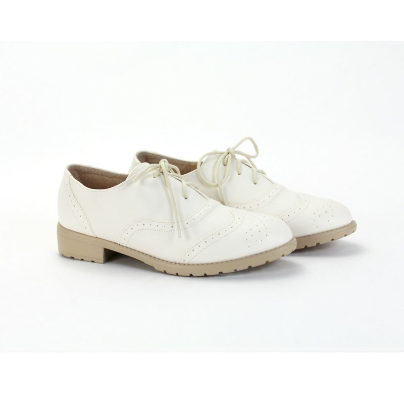 W1275 牛津百搭質感低跟鞋【防撥水】白 (此款版型偏細)