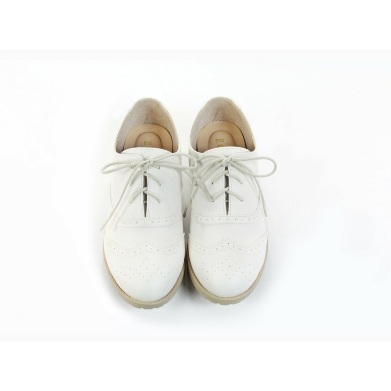 W1275 牛津百搭質感低跟鞋【防撥水】白 (此款版型偏細)