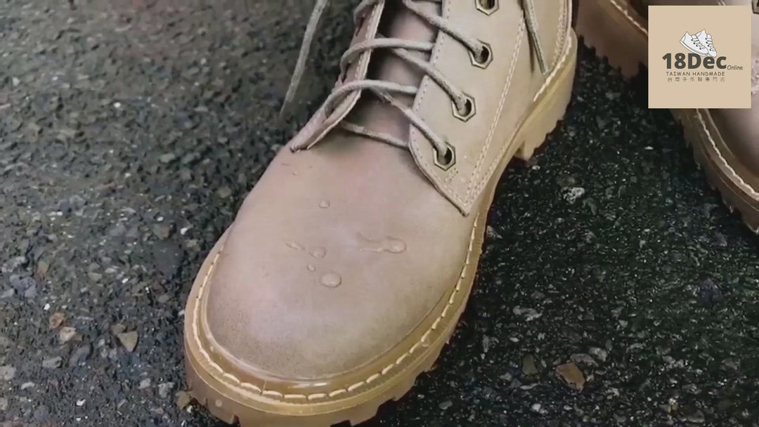 AK1129 綁帶皮革工程短靴【防潑水】(版型偏小建議選大一碼)