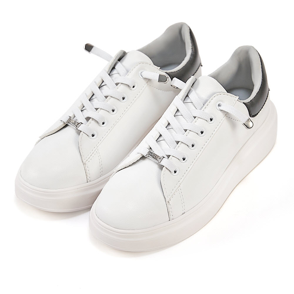 TU1244  超輕軟皮撞色免綁帶小白鞋【防潑水】(此款版型偏小, 建議選大一碼)